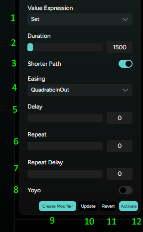 Figure 2. General Transition options