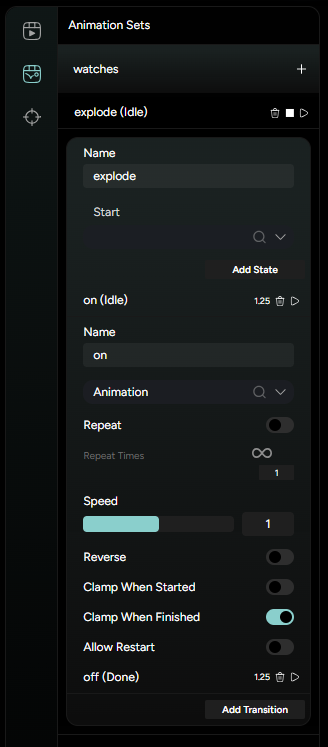 Figure 2. Animation Set Options