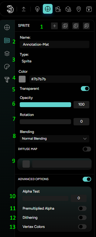 Figure 4. Sprite settings