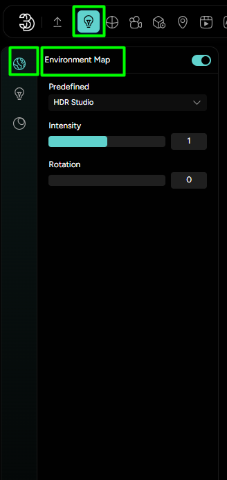 Figure 1. Lighting tab / environment map icon