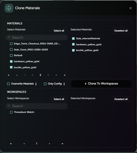 Figure 7. Import materials window