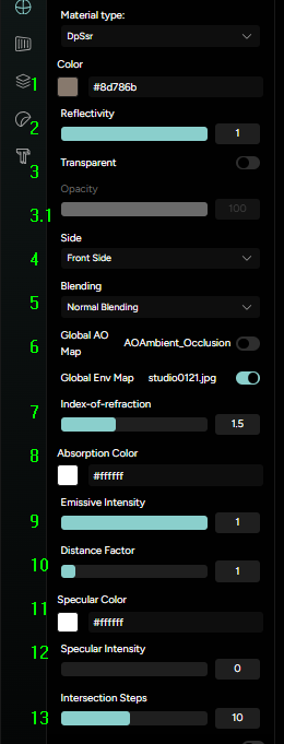 Figure 1. DpSSr Parameters (marked 1-13)