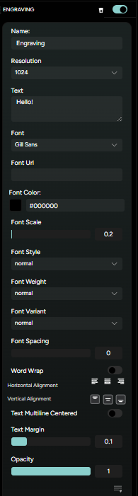 Figure 4. Text overlay settings