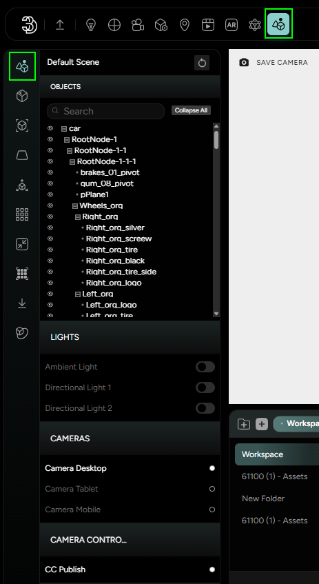 Figure 15. Default Scene panel