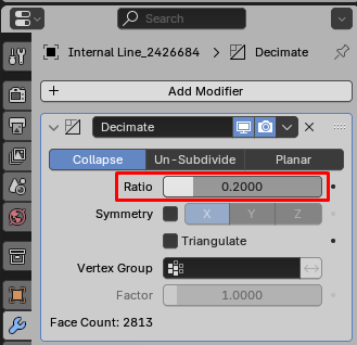 Figure 8. Decimate modifier setup